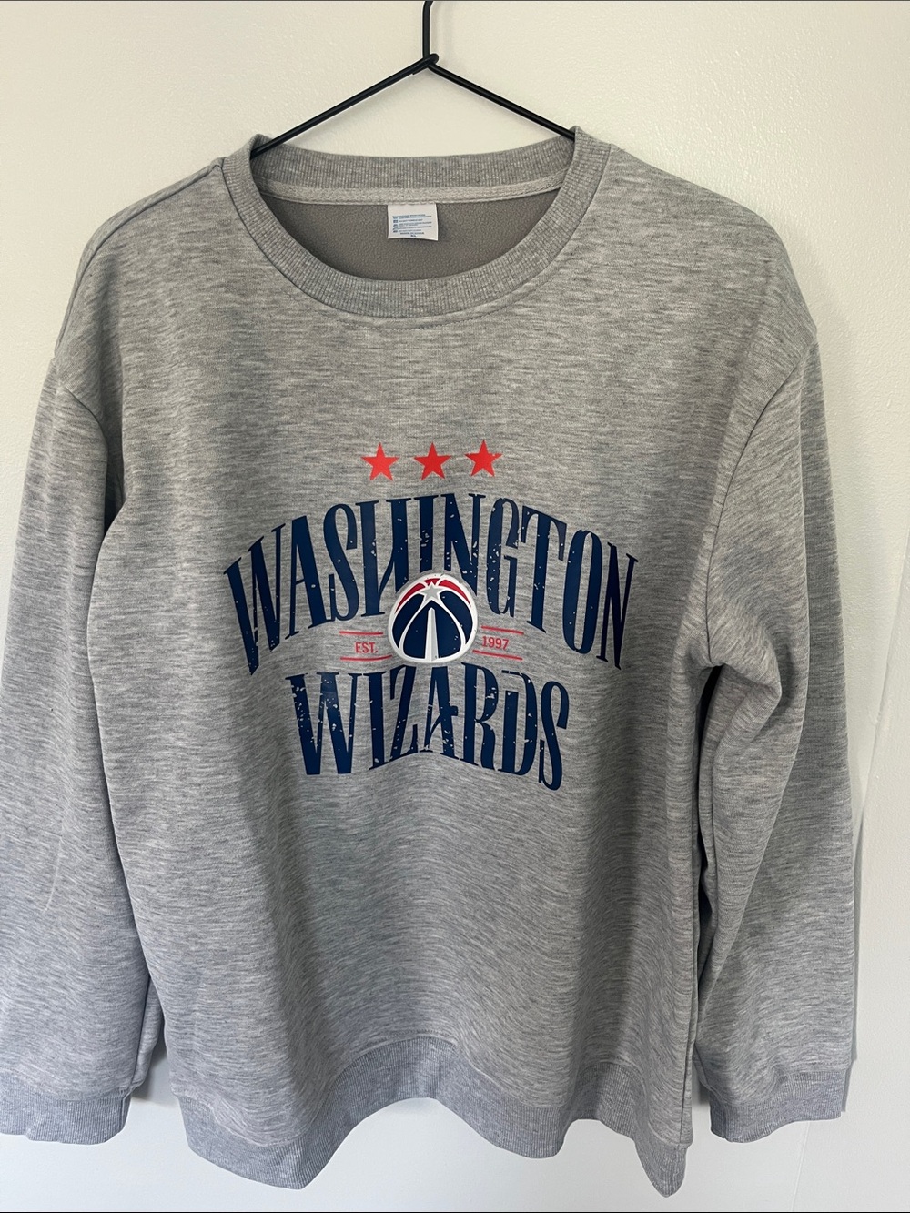 Washington Wizards Gray Crewneck Pullover Sweatshirt